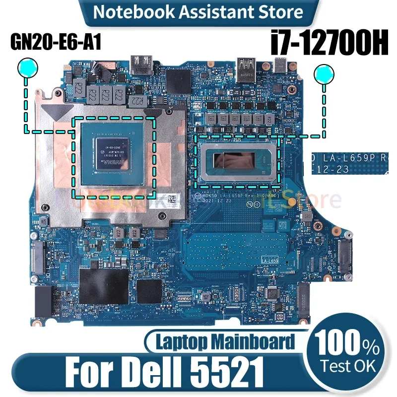 

Оригинальная материнская плата для ноутбука Dell G15 5521, модель 09908N с процессором i7-12700H, рабочий графический процессор RTX3060