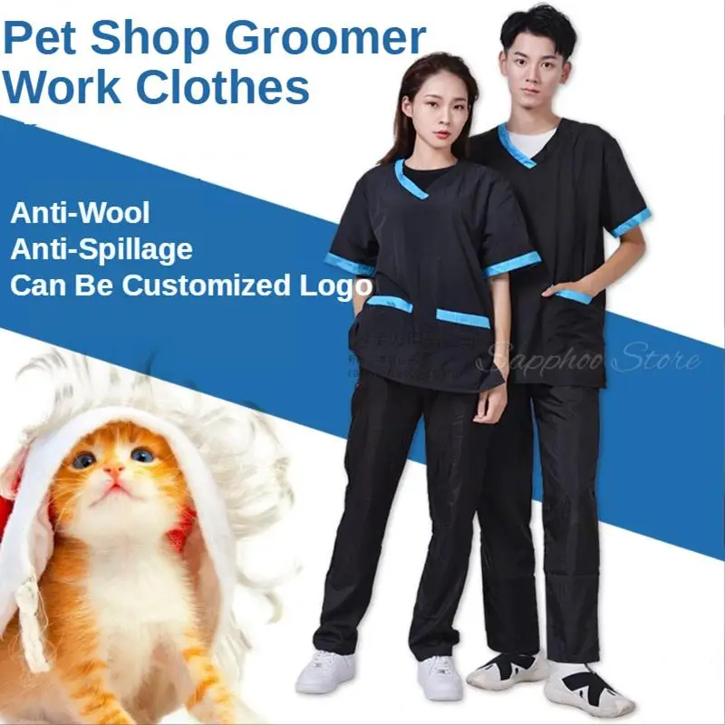 Sklep zoologiczny Groomer odzież robocza wodoodporna antystatyczna odzież robocza dla zwierząt fartuch dla psa kot fryzjerstwo Grooming Smock G0528