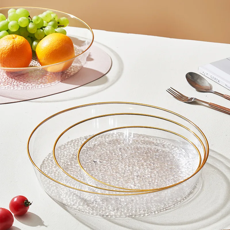 Nordic Round Plastic Storage Plate Phnom Penh Lead-free Hammer Plate Dried Fruit Plate Western Tableware Kitchen Accessories