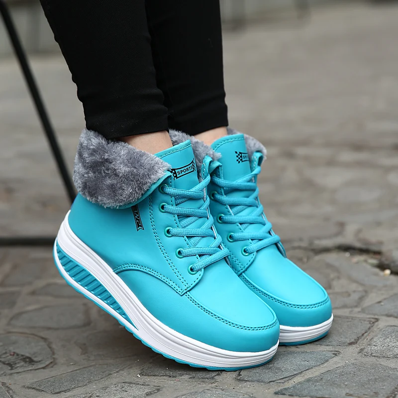 Winter Women Snow Boots High Top Women\'s Plush Shoes Thick Bottom Ankle Boots Women Waterproof Boot Fashion Women Shoes Sneakers