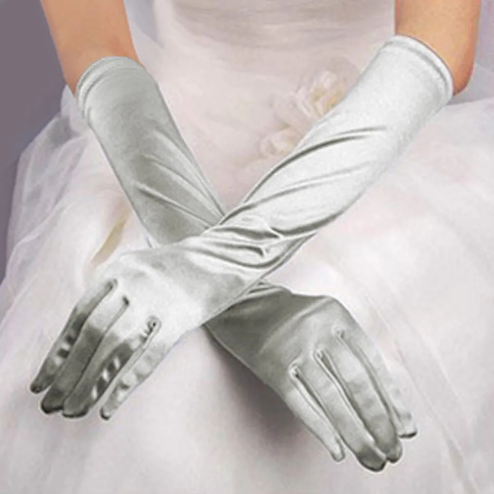 Full Finger Long Bride Cheap Wedding Accessories Bridal Elbow Gloves Red Ladies Satin Finger Long Gloves Elegant Party Gloves