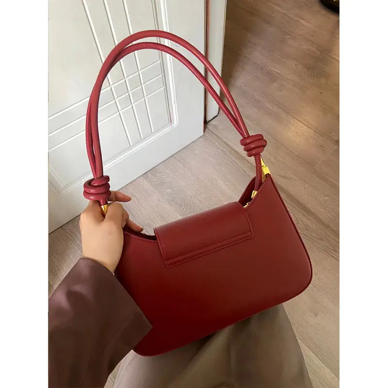 JIAERDI Vintage Red Y2k Handbag Women High Street Elegance Pu Leather Shoulder Bag Ladies Retro Fashion Underarm Bag Aesthetic