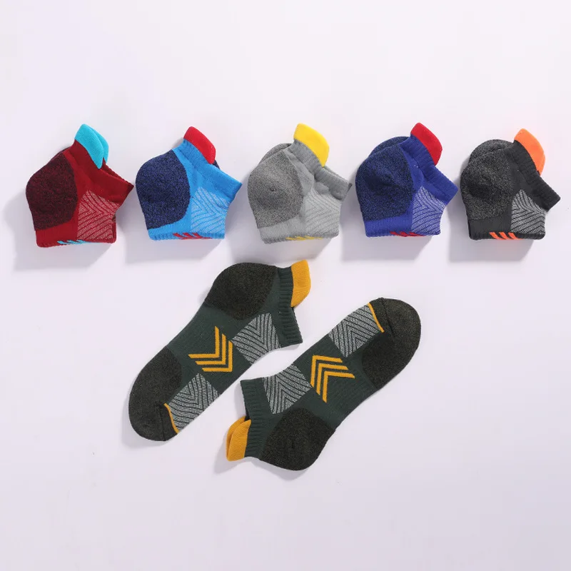 Men Running Socks Thickened Towel Bottom Non-Slip Breathable Combed Cotton Sweat Absorbing Outdoor Sports Hiking Boat Socks