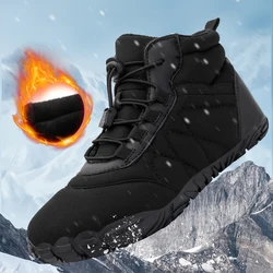 Zapatos descalzos antideslizantes para hombres y mujeres, zapatos forrados cálidos, botas cómodas de eje corto, botas de nieve suaves para acampar, mochilero, Invierno