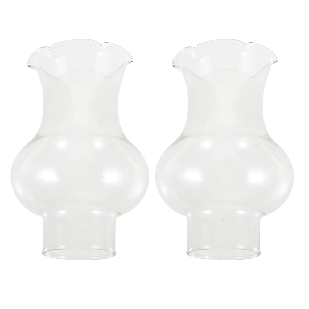 

2Pcs Classic Style Glass Lampshade for Oil Lamp Chimney Replacement Smooth Surface Easy Installation Versatile Use