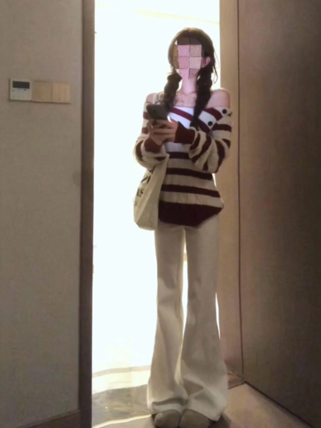 

Unique Lazy Sle Striped One oulder Loose Knitted Sweater Faionable Spring 2026 Women's Casual Comfortable Long Sve Top