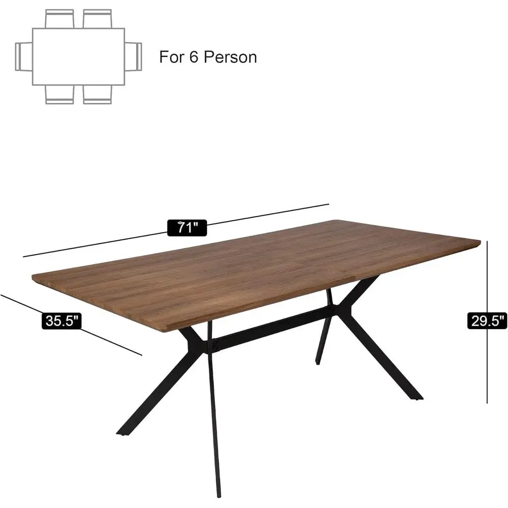 طاولة طعام من خشب الجوز في منتصف القرن، مقاعد 6-8، طراز صناعي بأرجل معدنية #3