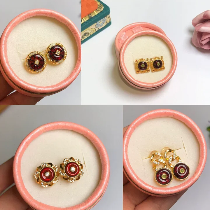 Certificated 925 Silver Natural Amber Earring Collection Genuine Baltic Red GemStone Round Chain Ear Stud Lucky Ins Fine Jewelry
