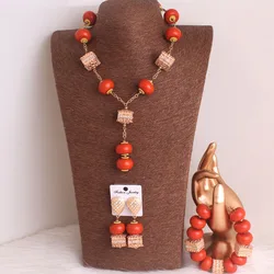 4ujewelry Imitation coral Nigerian Traditional Beads Necklace Set For African Bridal 2023