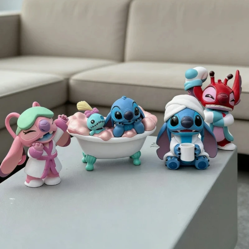 

Stitch Nighttime Bath Relax Time Series Blind Box Kawaii Action Figure Room Decoration Cartoon Toy Model Surprise Birthday Gift