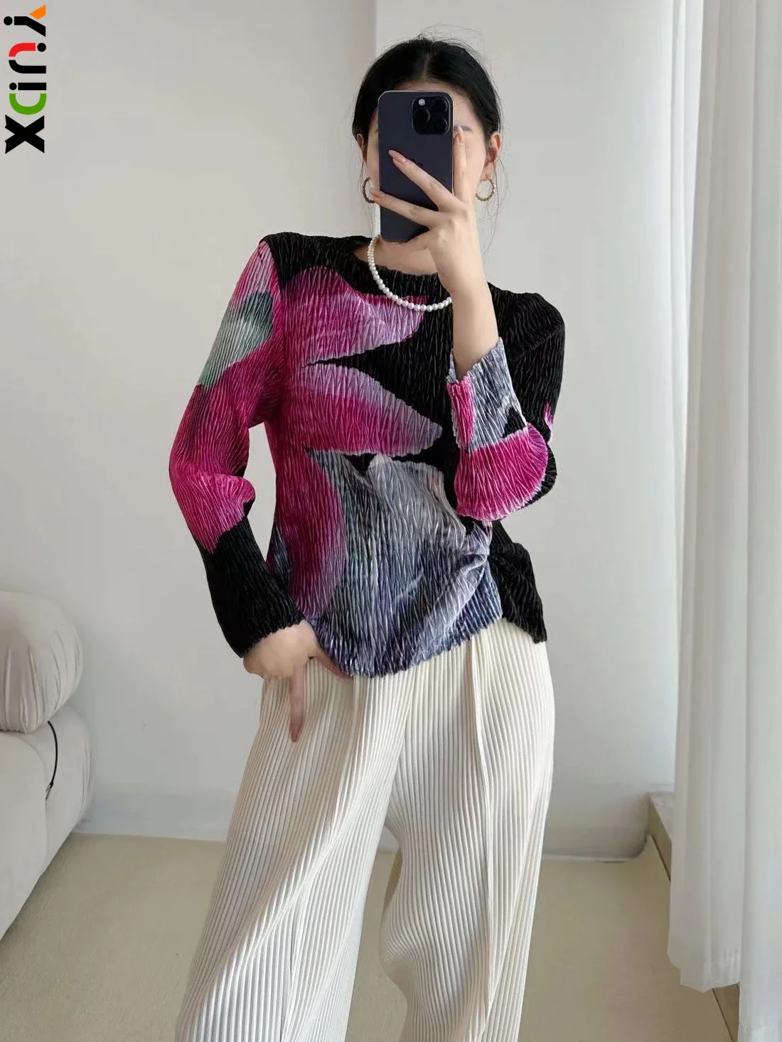 2024 صيف جديد موضة مطبوعة المرأة بلايز الجولة الرقبة تسع دقائق كم تصميم فضفاض حجم كبير النمط الياباني الكوري تي شيرت