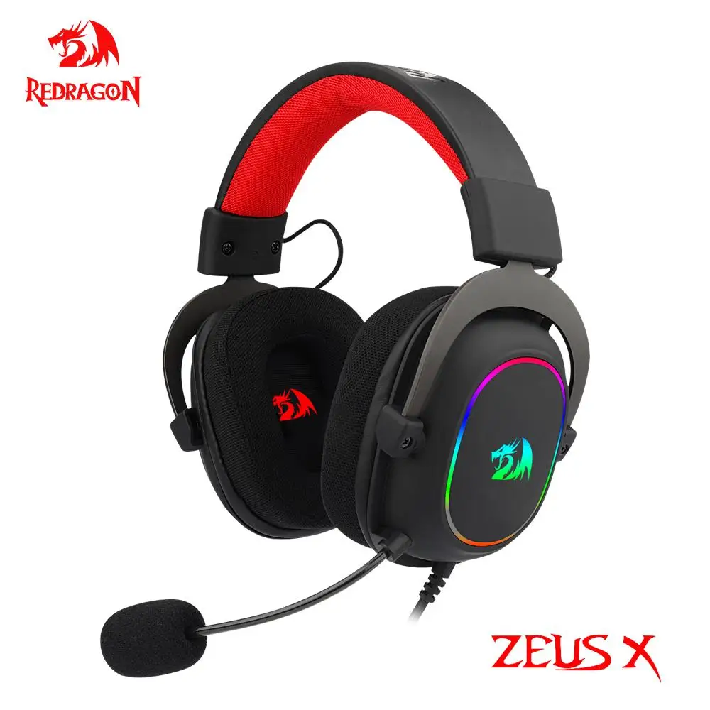 REDRAGON ZEUS X H510 RGB Gaming USB Headphone Noise Cancelling, 7.1 Surround Compute Headset auricolari microfono per PC PS4