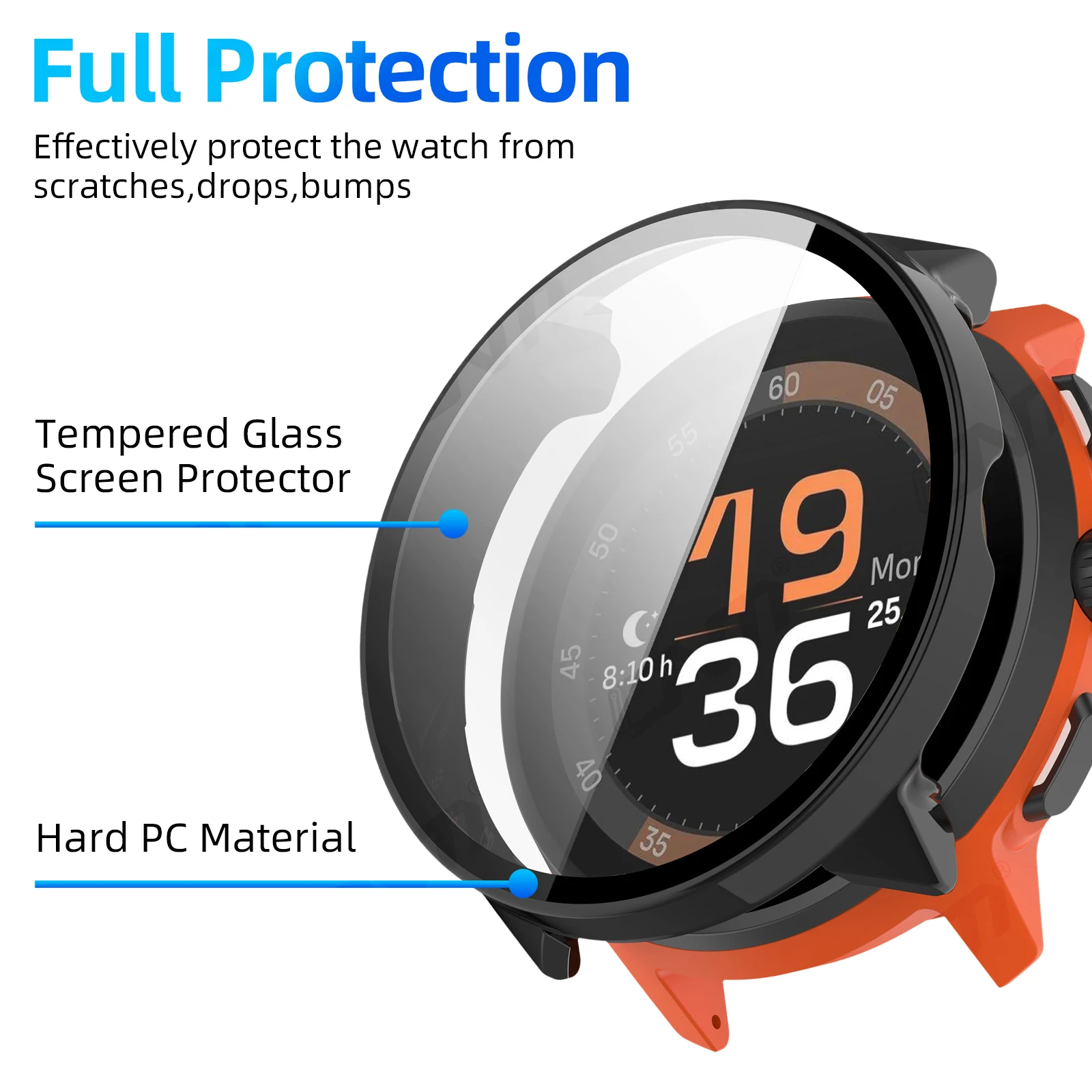 Glass+Case for Suunto Run Tempered Glass Anti-scratch Screen Protector & Hard PC Protective Bumper Covor Accessories