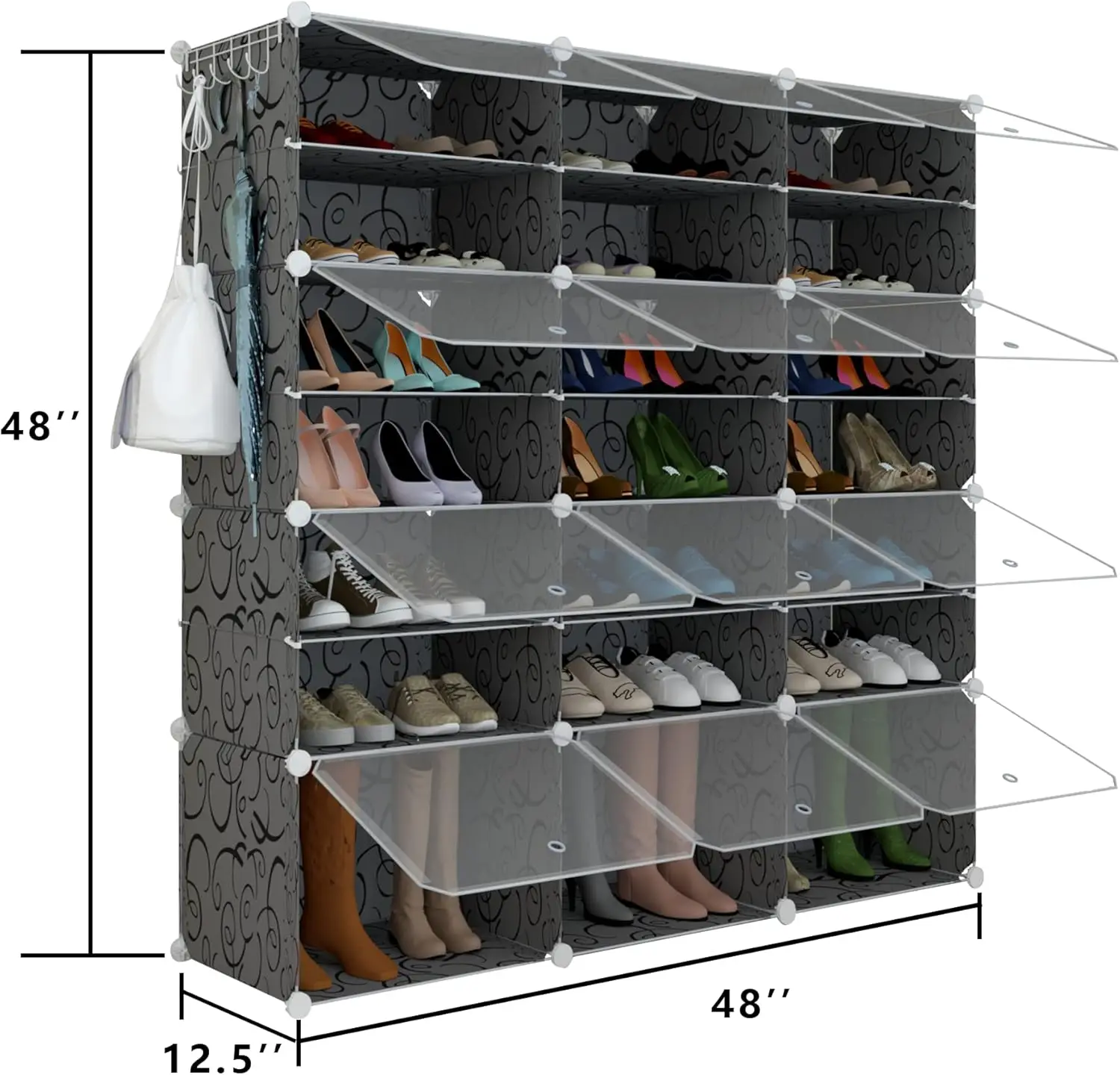 

Shoe Rack Organizer, 48 Pair Shoe Storage Cabinet With Door Expandable Plastic Shoe Shelves For Closet,Heels,Boots,Ss,8 Tier