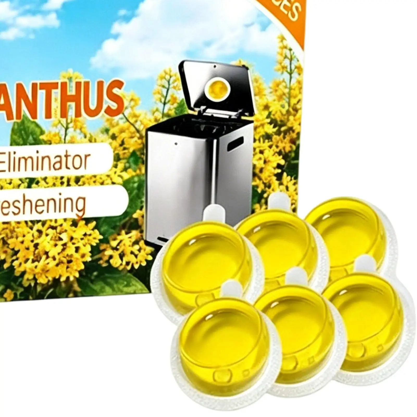 6pcs Citrus Trash Can Deodorizer Eliminate Unpleasant Odor Long Lasting Fresh Scent Air Freshener Sticker for Kitchen Bathroom