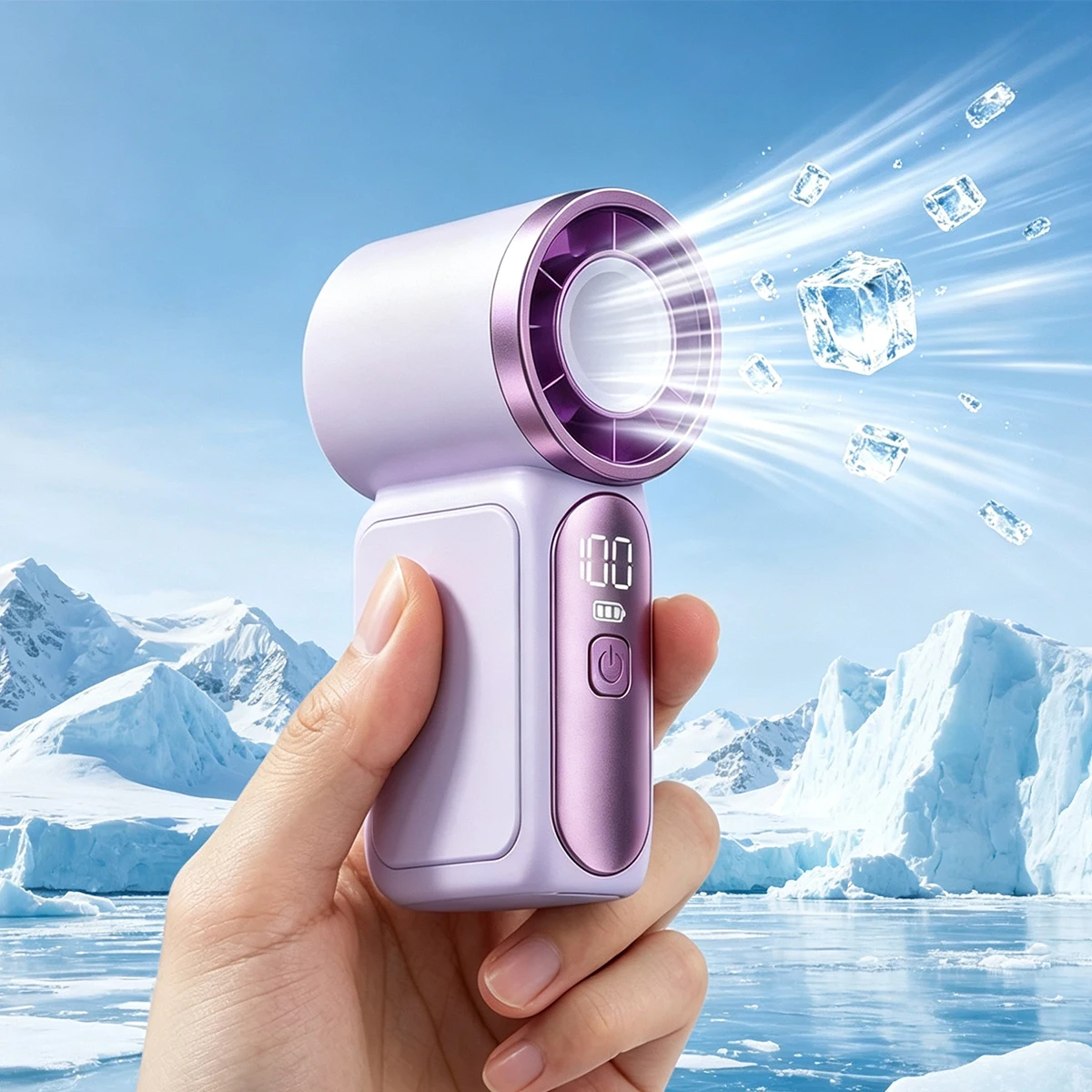 USB Rechargeable Mini Handheld Fan Ultra-Quiet Digital Display Small Electric Fan Powerful Wind Personal Cooling Fan With Light
