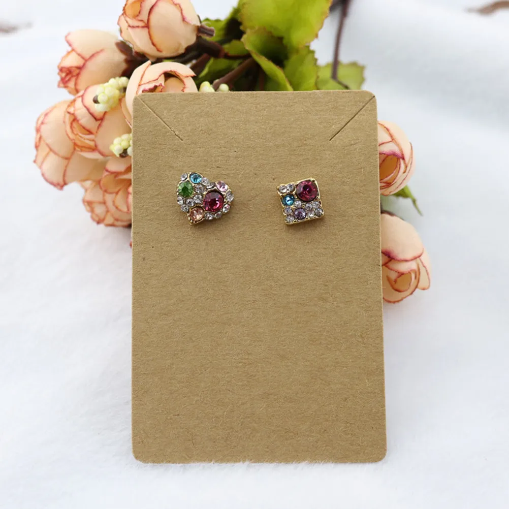 

100Pcs Retro Kraft Paper Earring Display Cards Necklace Cards 6x9cm Jewelry Holder Packaging Tags Crafts