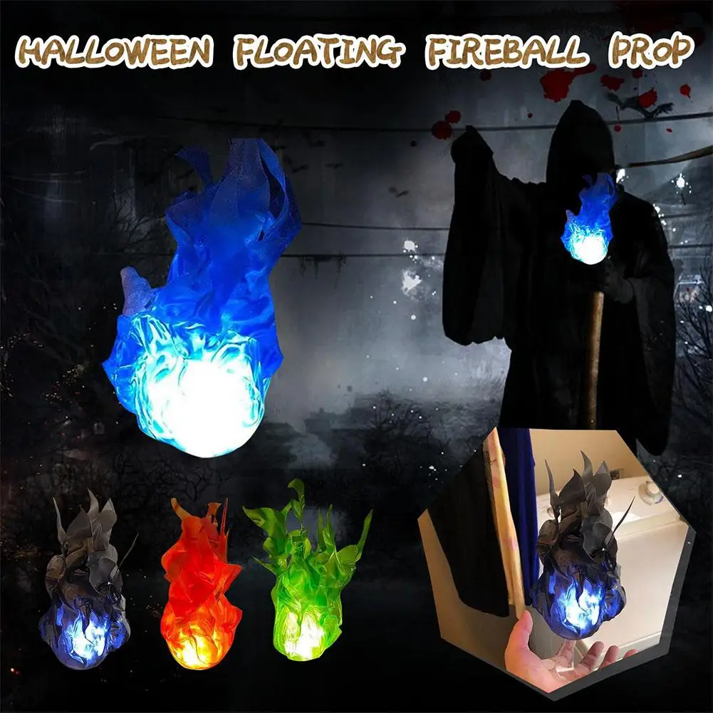 Halloween Floating LED Fireball, seguro prático, simulado, Multi-purpose, casa, compras, restaurante, Flame Props, Mall Party, J8R9