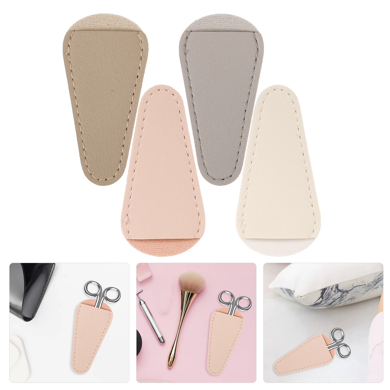 

4 Pcs Manicure Scissors Protective Case Nail Clipper Pedicure Cover Cuticle Tweezers Protector Cap Pu Nipper