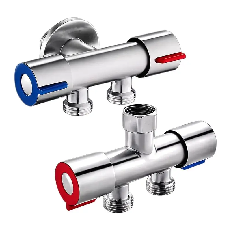 304 Stainless Steel Angle Valve Double Outlet 4-Way Quick-Open Three-Way Faucet