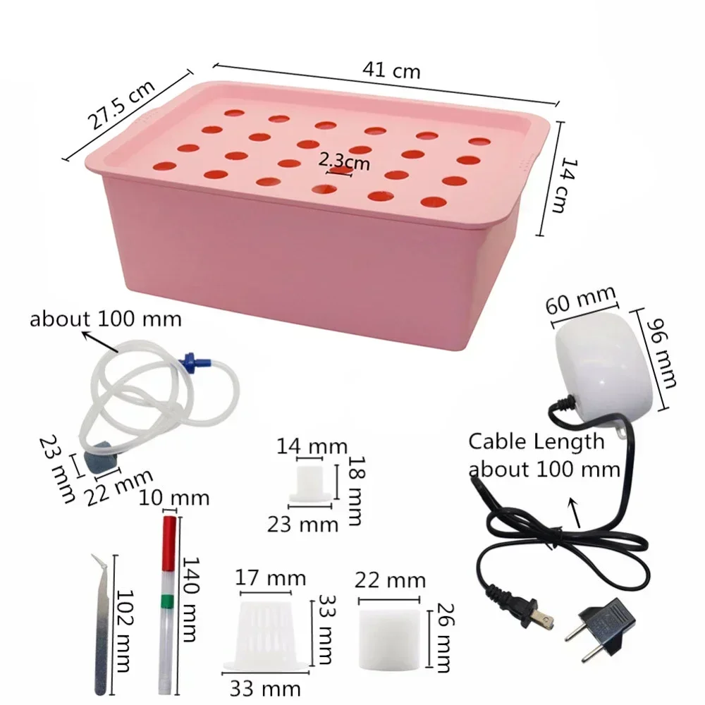 24 Holes Hydroponic Kit with Oxygen Pump Indoor Garden Cabinet Box Bubble Nursery Pots Cultivation Box 220V/110V 1 Set