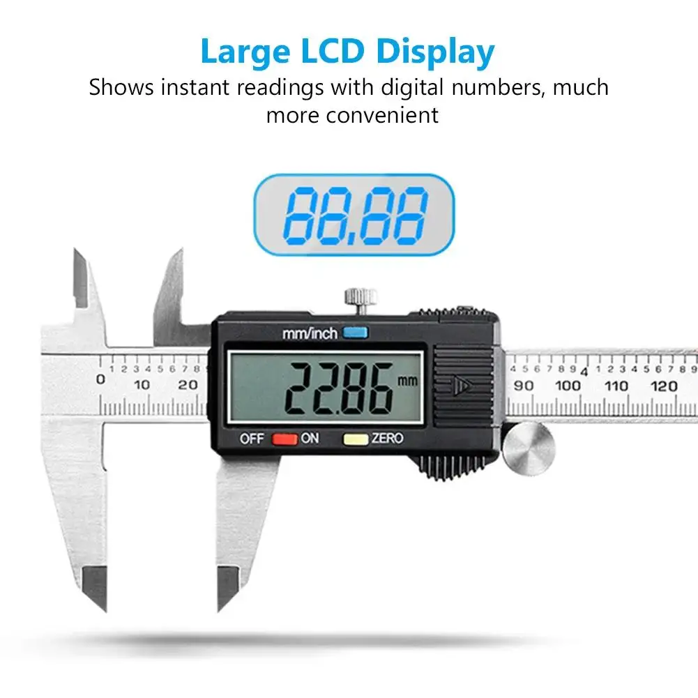 

Digital Caliper Electronic Vernier Scale Micrometer Precise Stainless Steel Auto Off Measuring Tool Inch/mm Conversion