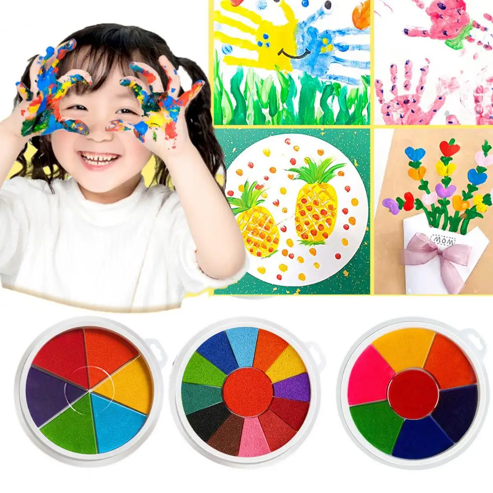 Finger Painting Ink Pad 6/7/12/13/25/36 Colors Washable Finger Drawing Paint Portable Toddlers DIY Arts Crafts Projects