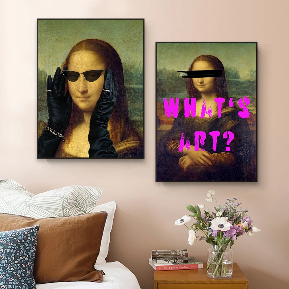 Fashion Mona With Glasses Poster Graffiti Funny Quote Print Alter Wall Art Canvas Painting Wall Pictures Home Living Room Decor