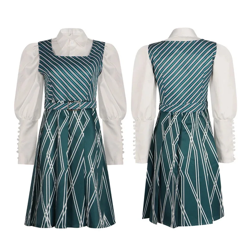 

Movie Wicked Elphaba Glinda Nessarose Cosplay Costume Striped School Uniform Suit Halloween Party Outfits for Adult Women5;c,8'z