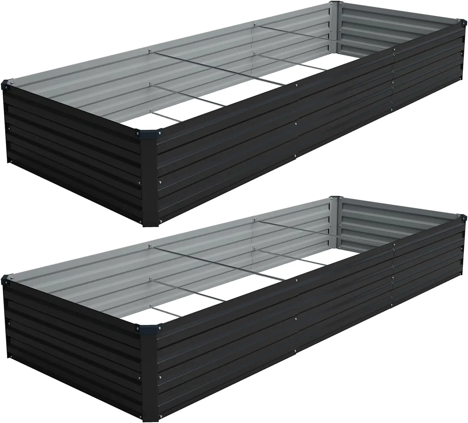 

10x3x1FT Galvanized Raised Garden Bed Kit, 2 Pack Metal Planter Box for Vegetables, Easy Assembly Black