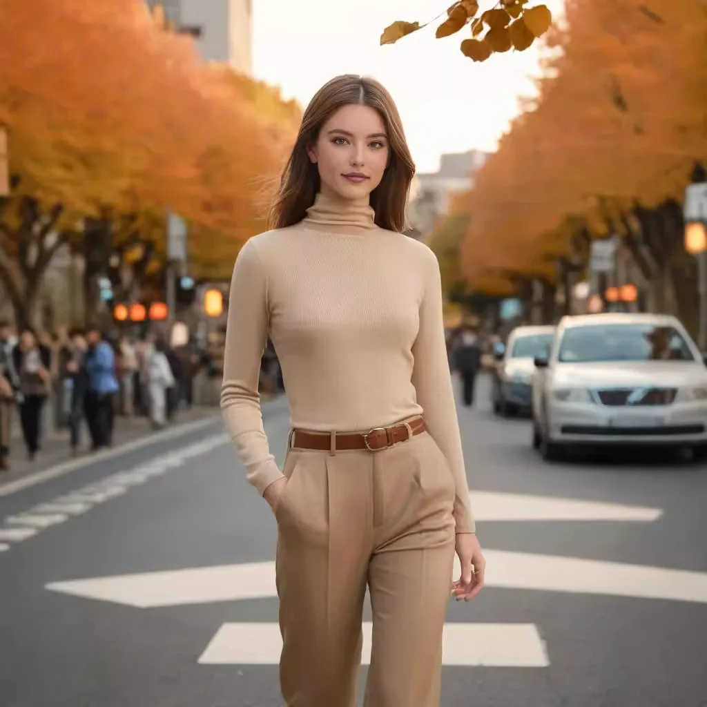 Solid Color Close-fitting Turtleneck Knit Sweater, Women's Autumn/winter Slim-fit Heaps Collar Long-sleeve Knit Pullover Sweater