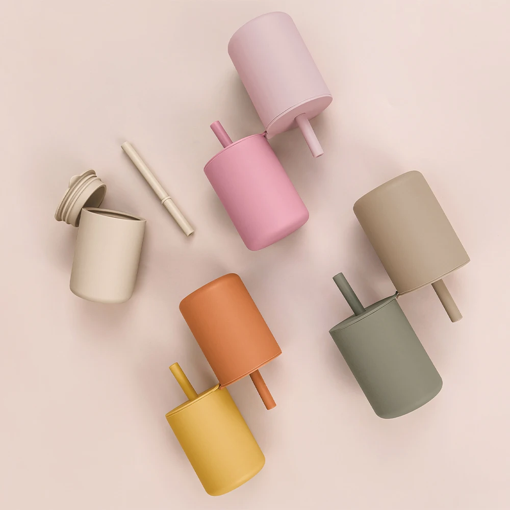 

TYRY.HU 1PC 180ml 6oz Silicone Baby Straw Cup Toddler Drinking Training Cup Portable Feeding Cup for Kid Practical Baby Supplies