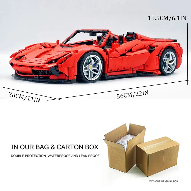 MOC JD018 Technical Red F8 Sports Car Building Blocks Speed Racing Vehicle Brick Puzzle Educational Toys Christmas Gift For Kids