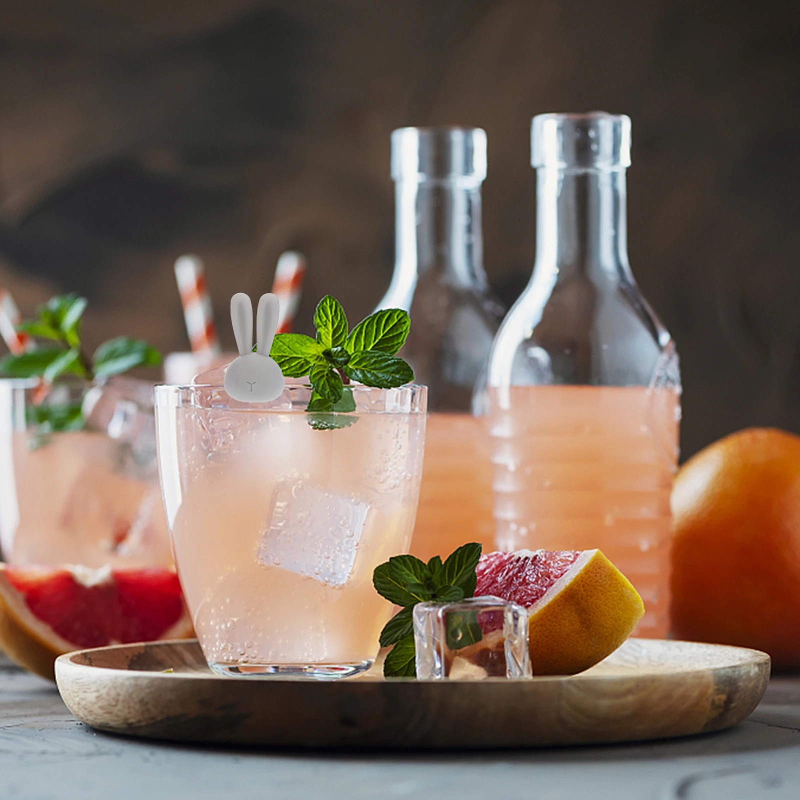 

6pcs Rabbit Shaped Drink Cup Markers Silicone Wear-Resistant Portable Reusable Wine Glass Markers For Party Dinner Decorative