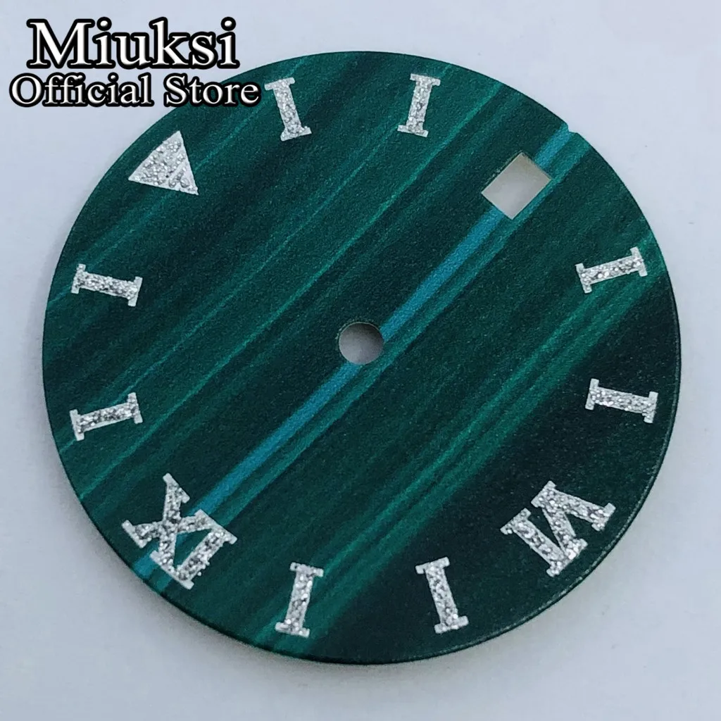 Miuksi 29mm green watch dial fit NH35 movement fit 3 o\'clock crown 3.8 o\'clock crown