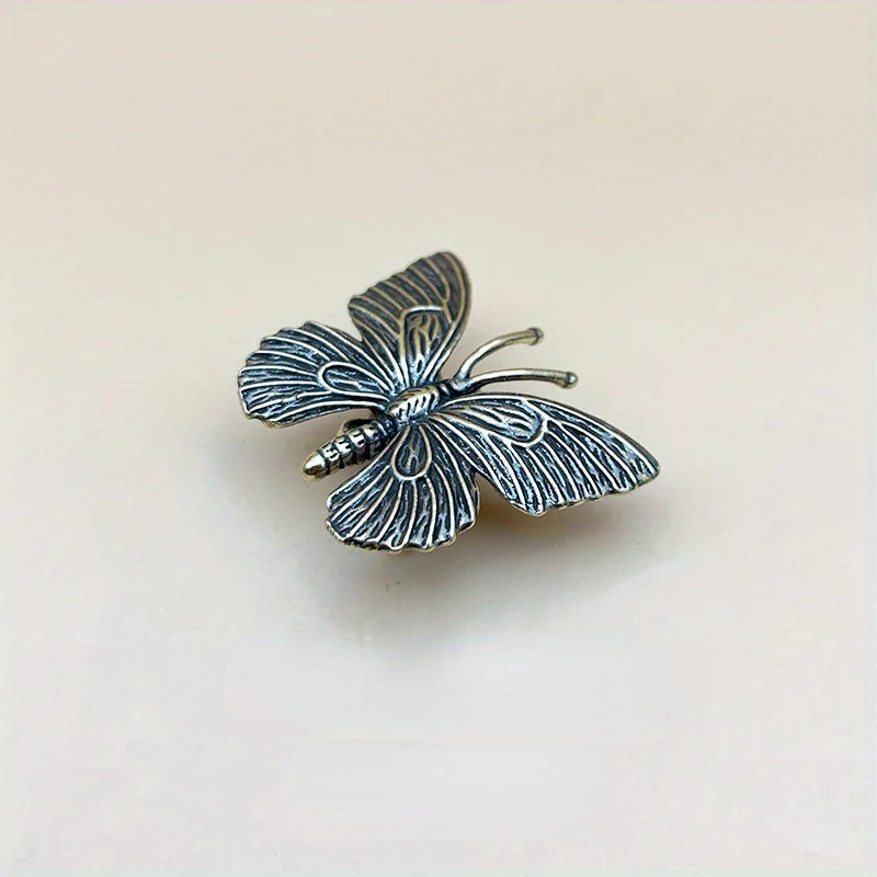 Solide reine Messing Schmetterling Figuren Miniaturen Desktop-Ornament antike Kupfer Insekten statue Home Decoration Handwerk Zubehör