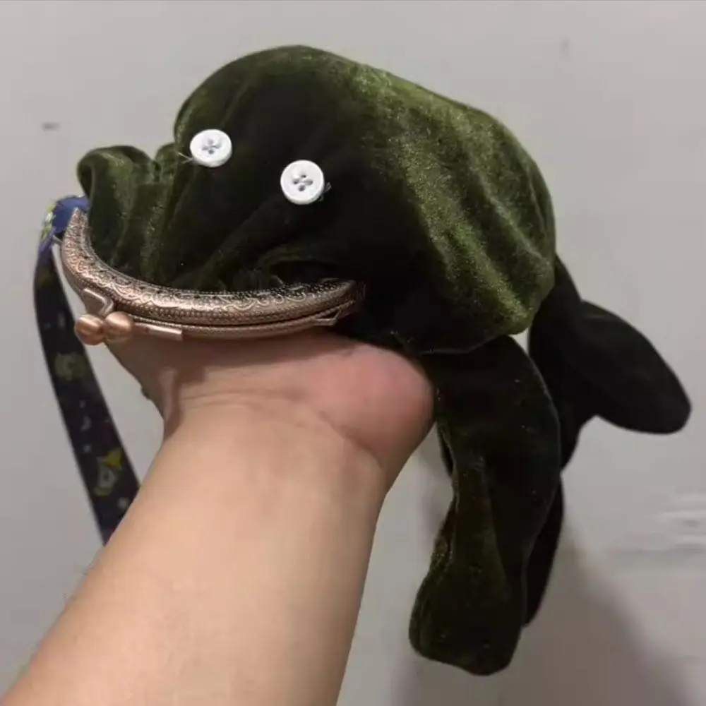 

New Design Velvet Frog Purse Green Gift Frog Wallet Large Capacity Funny Small Money Pouch For Kids And Adults