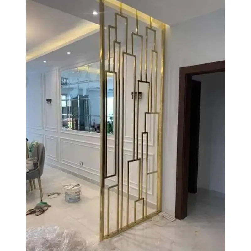 Partition Wall Decor Metal Sheet Decorative Partitions Wall SUS 304 Gold Stainless Divider Screen with Bespoke Design Decoration