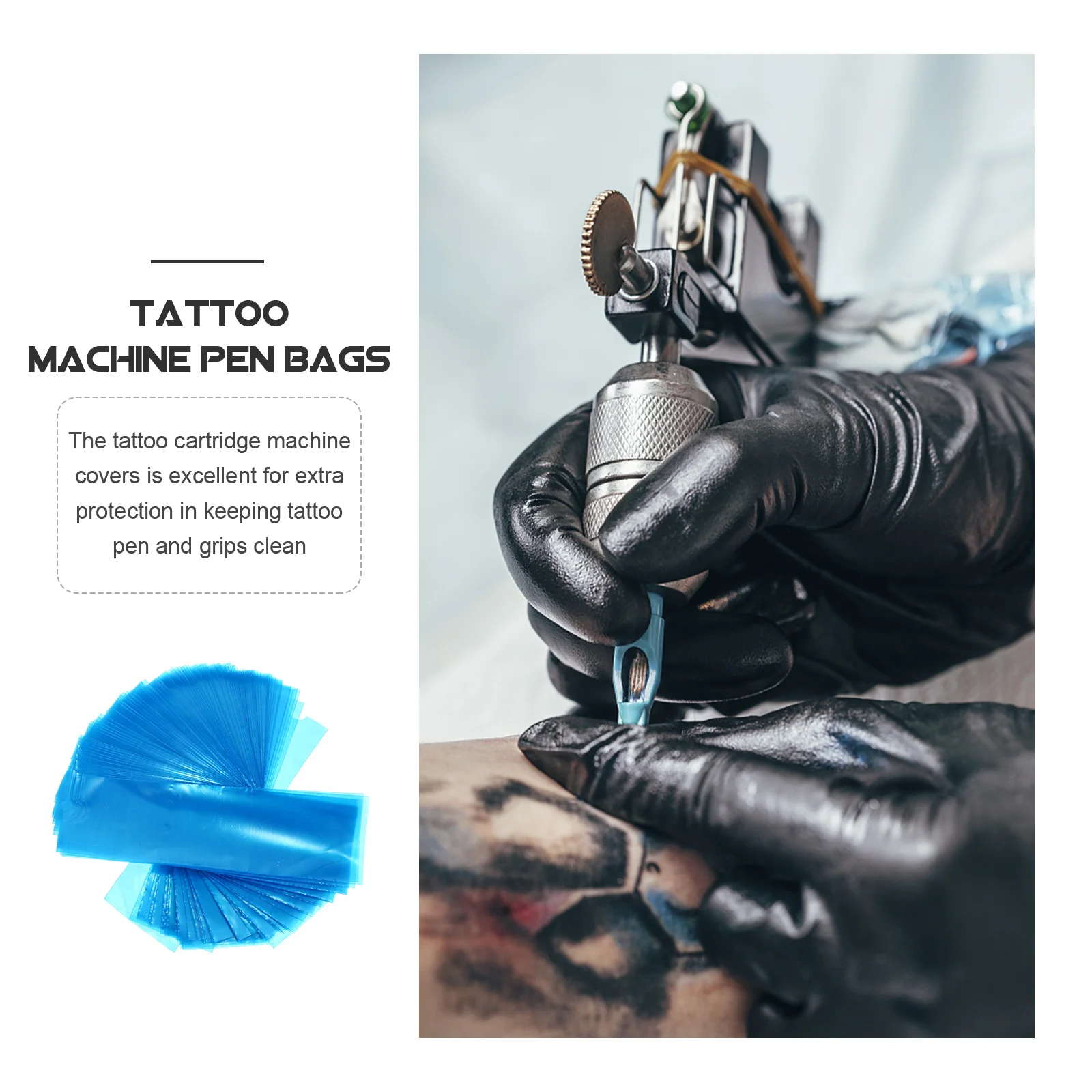 

100pcs Tattoo Pen Protective Covers Disposable Hygienic Sleeve For Machine Pen Anti-Allergy Barrier Accessory Blue