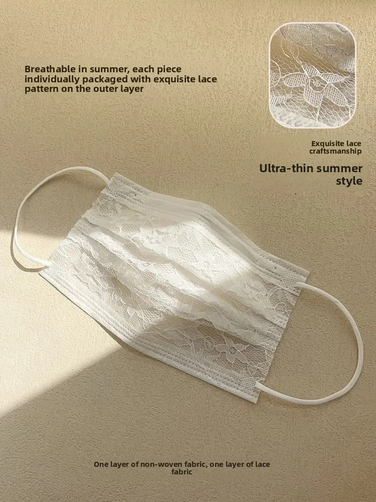 Ultra-Thin Breathable Summer Mask Women's Lace Printed Mesh Disposable Face Mask Dust Proof Sunscreen Decorative City Fog