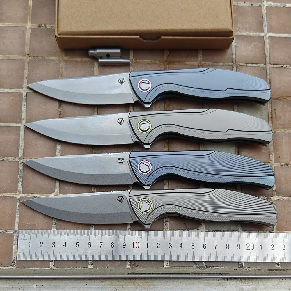 

JUFULE Bear Head F7 Ceramic Bearing Titanium Handle Mark M390 Logo Blade Tactical Camping Hunting EDC Tool Folding Blade Knife