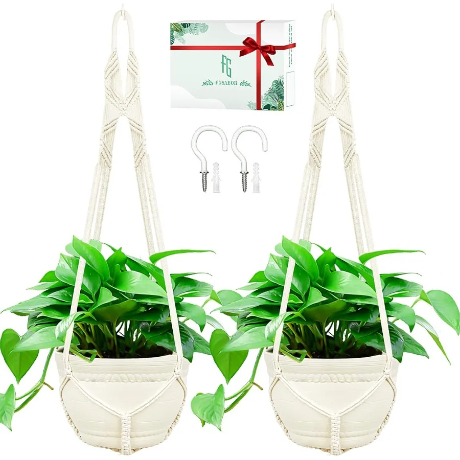 

Macrame Plant Hanger Indoor Outdoor Hanging 315 inch Pot Bearing 20lb Planters DIY Handmade Hanging Planter Basket Holder 35Inc