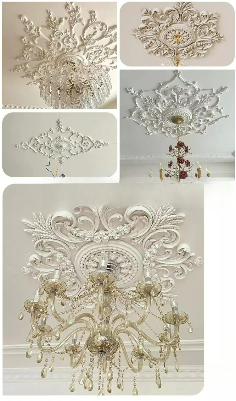 Factory Direct 2026 PU French parquet combination light panel non-gypsum ceiling decorative material hollow engraved lamp holder