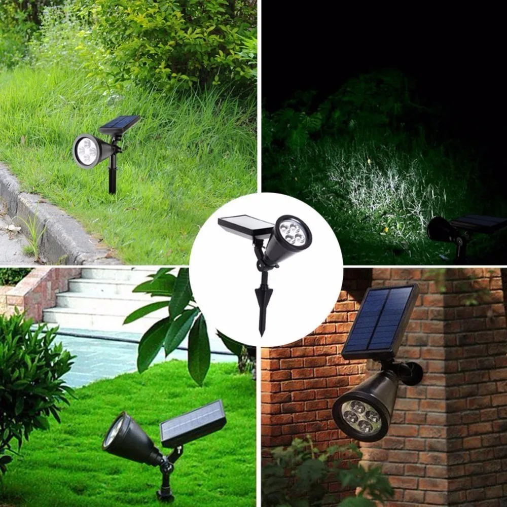 2PACK Solar Power 4 Bright LED White/Warm White RGB  Automatic Switch Outdoor Garden Path Park Lawn Lamp Landscape Spot Lights