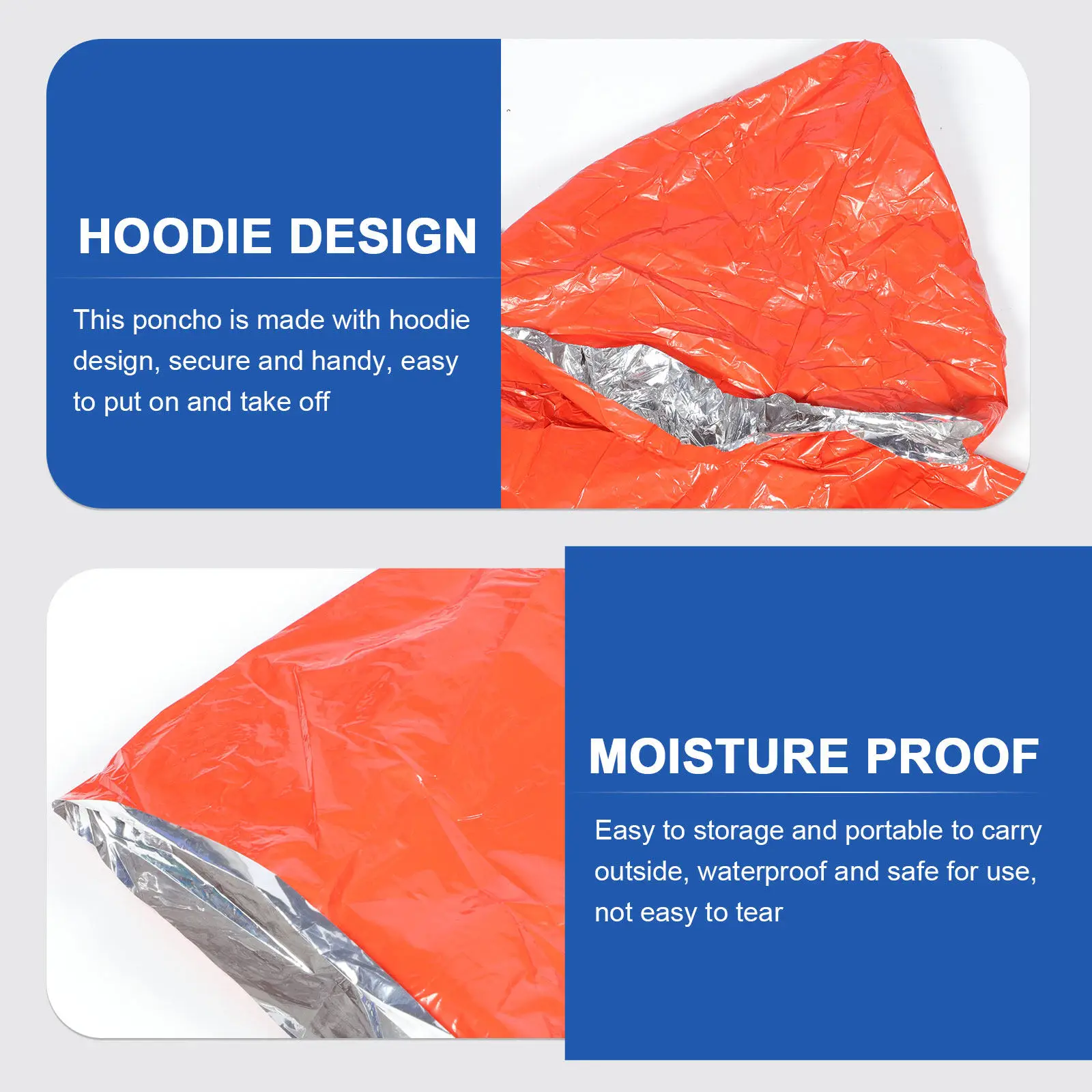 

Emergency Rain Poncho Premium Waterproof Hooded Raincoat Portable Survival Gear Multi-Use Camping Hiking Fishing