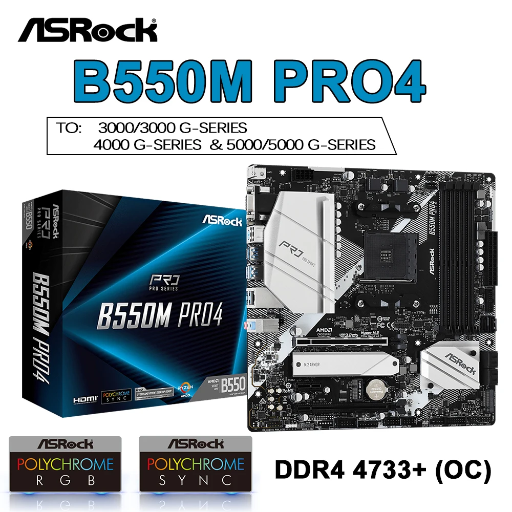 Asrock-マザーボードb550mpro4,b550,ddr4,amd,ryzen 5 128g/x,cpuプロセッサ,micro-atx,avec,am4,新しいpci 3.0