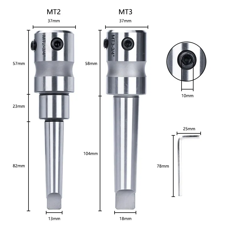 XCAN 3/4 Inch Morse Taper Arbor MT2 MT3 Hollow Drill Bit Holder For Metal Working Weldon Shank HSS Annular Cutter Arbor