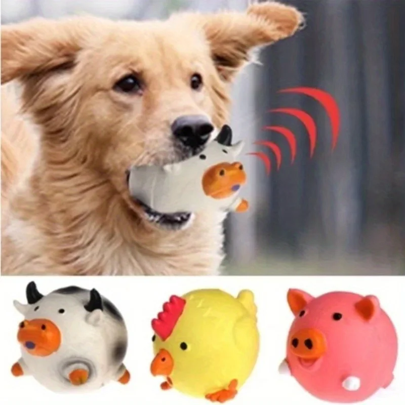 Animals Design Durable Dog Chew Toys Pigs, cows, chickens, Tough Squeaky Dog Grinding Teeth Toys,Pet latex to clean teeth toys