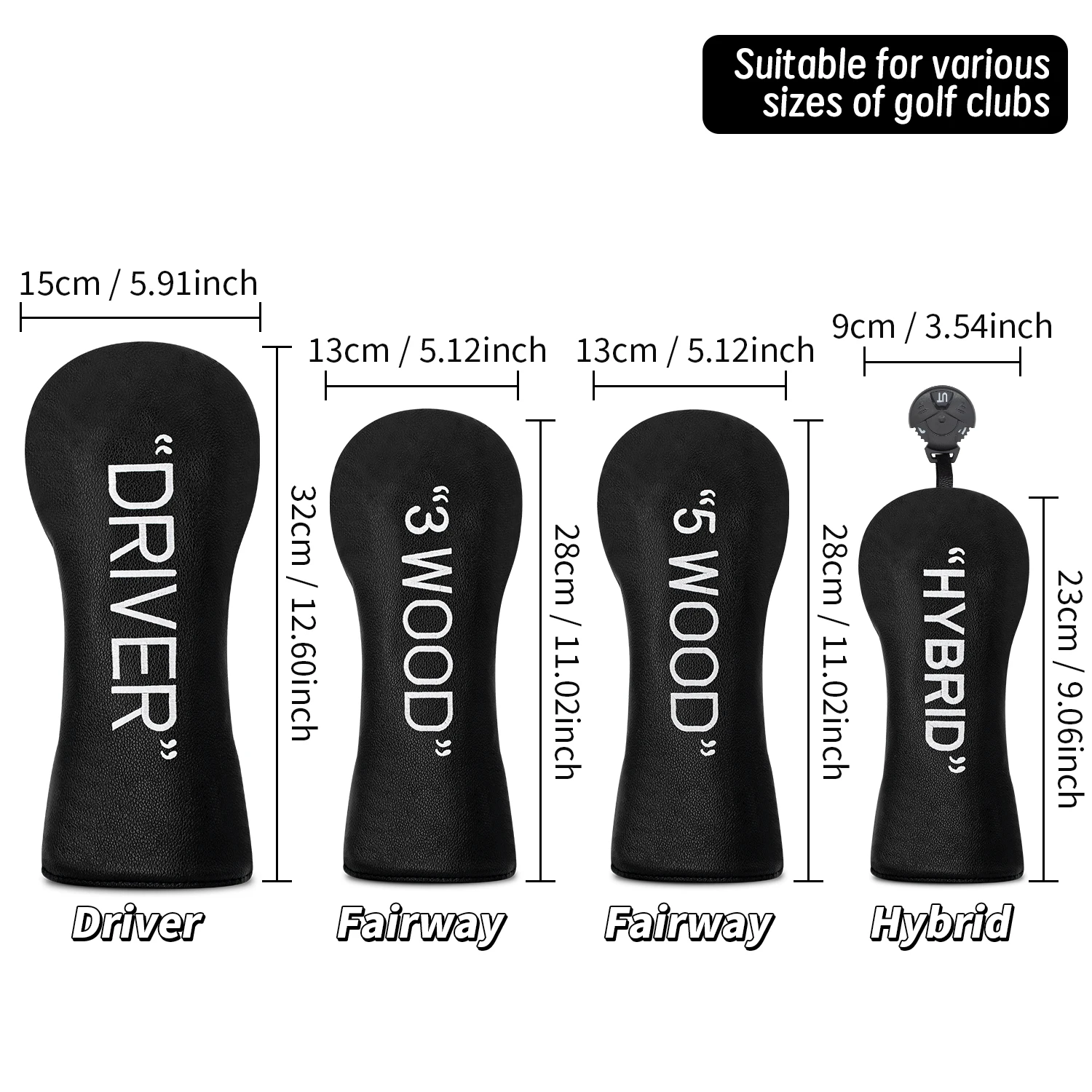1pc/4pcs Letter Printed Golf Headcover, Golf Club Protector for Driver, Fairway, Hybrid, Portable Accessory for Outdoor Golf image 6