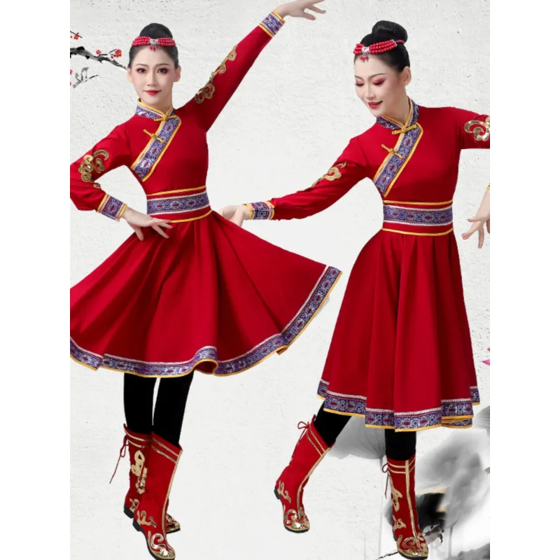 New Mongolian Traditional Clothes Women's Wear Inner Mongolia Dance Costumes Mongolian Gown Adult Minority Costumes Dress